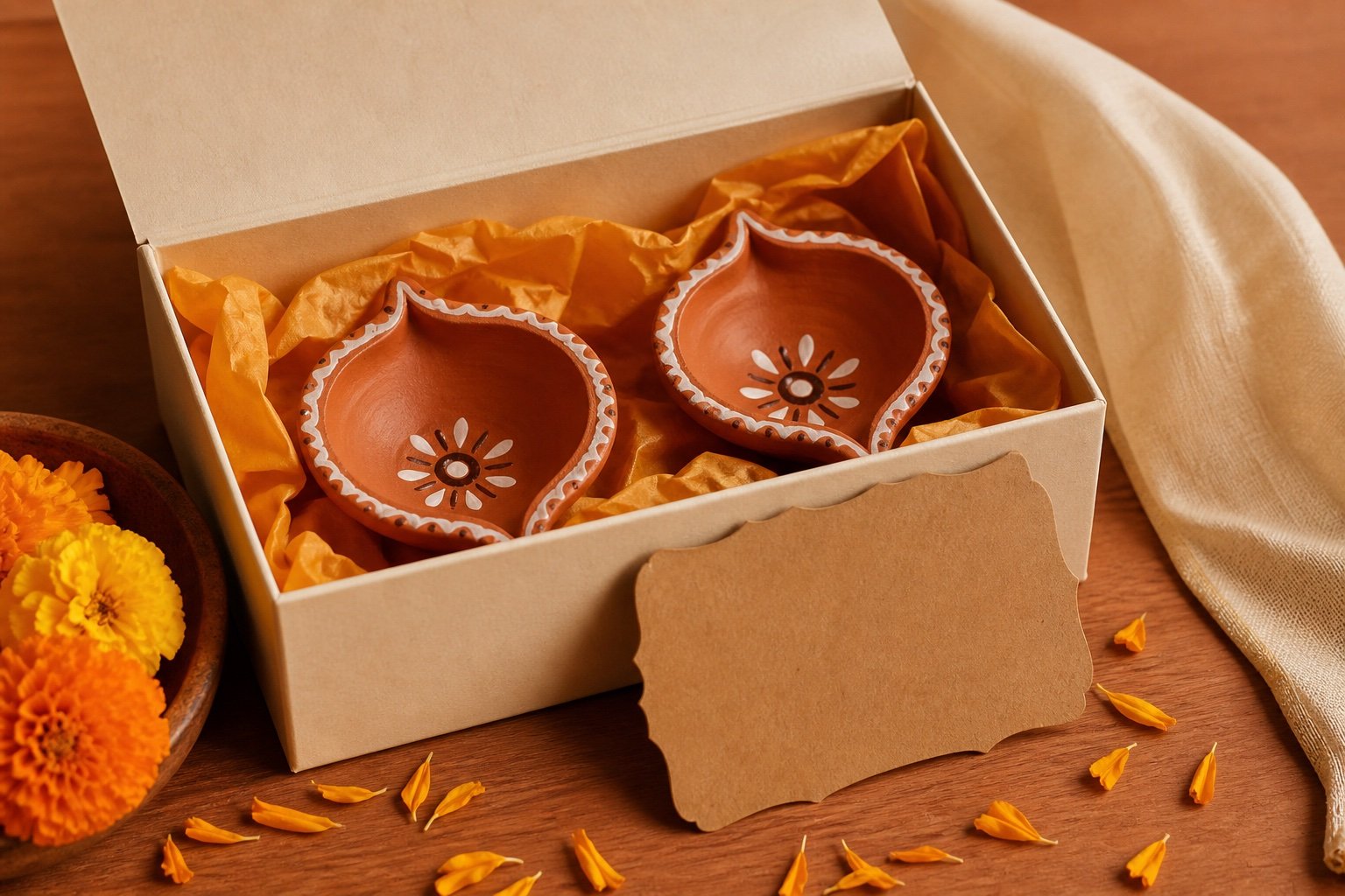RangMrida diyas packed for corporate gifting